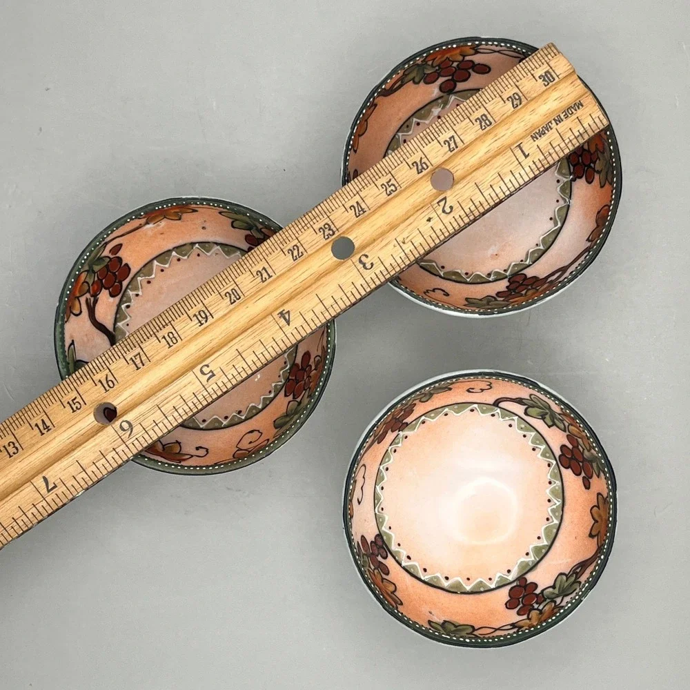 Imperial Nippon Hand Painted Footed Bowls Set of 3 Grape Vine Moriage Antique 3